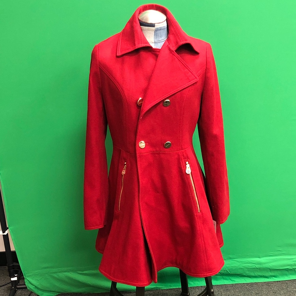 Laundry Red Coat with Flared Skirt Sz L